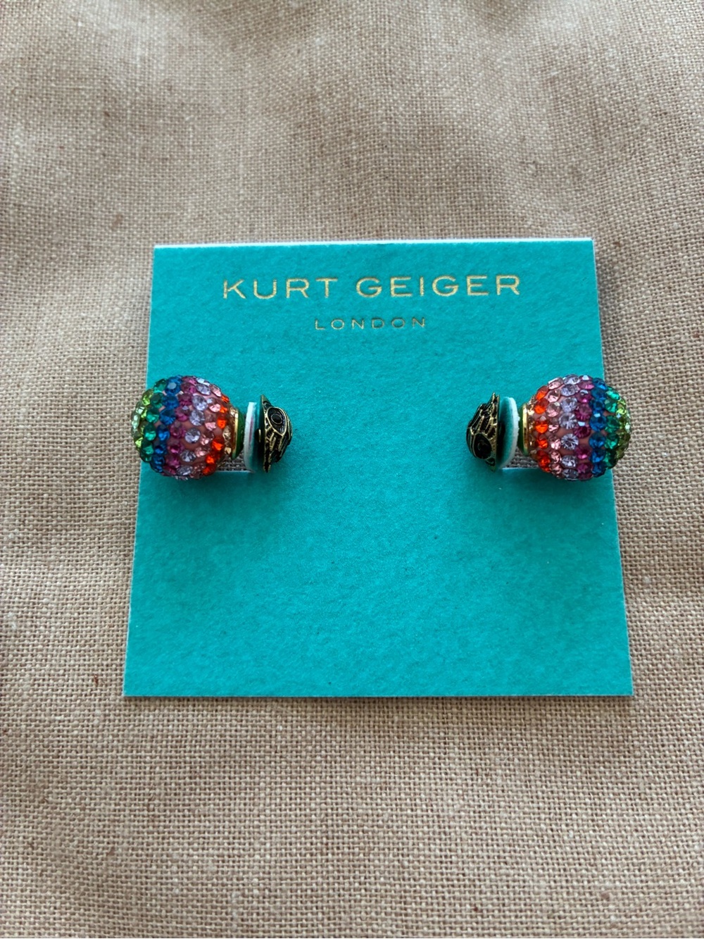 Kurt Geiger Rainbow Crystal Dome Stud Earrings - Picture 4 of 6